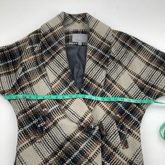 Classiques Entier Womens Gray Black Brown Bias Plaid 3/4 Sleeve Jacket Size S - Picture 9 of 13